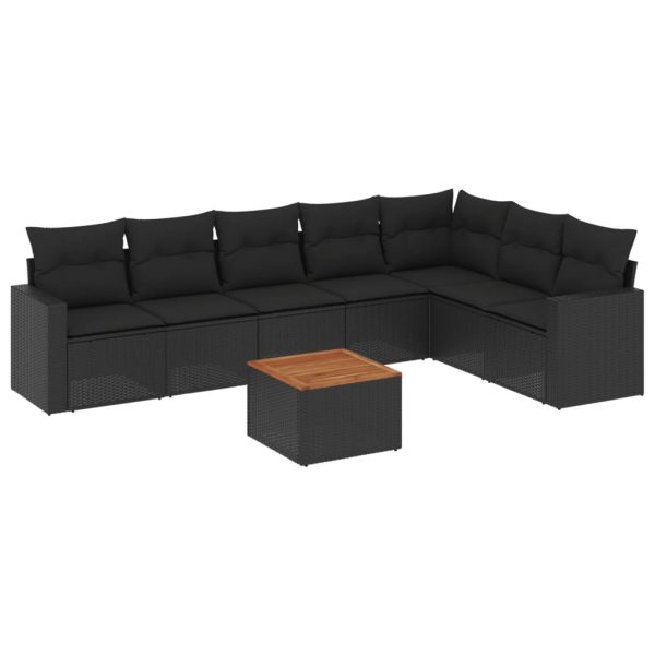 Set Divani Da Giardino Con Cuscini 8 Pz Nero In Polyrattan - Image 2