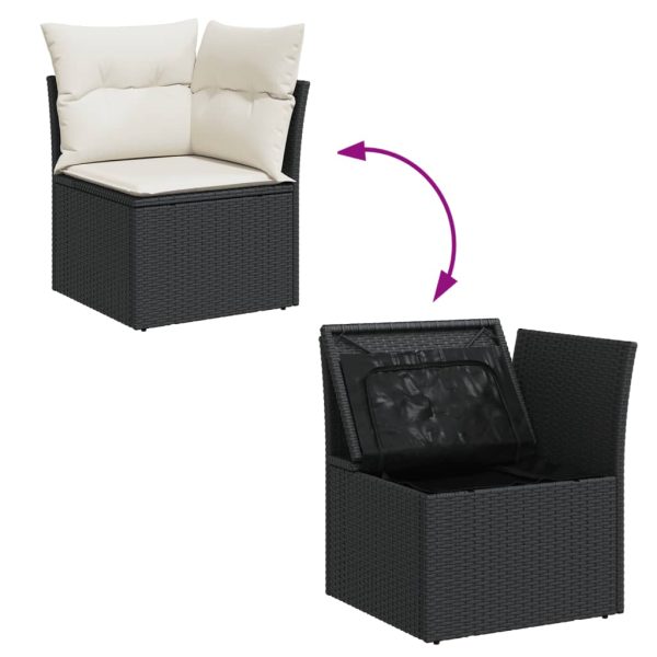 Set Divani Da Giardino 9 Pz Con Cuscini Nero In Polyrattan - Image 4