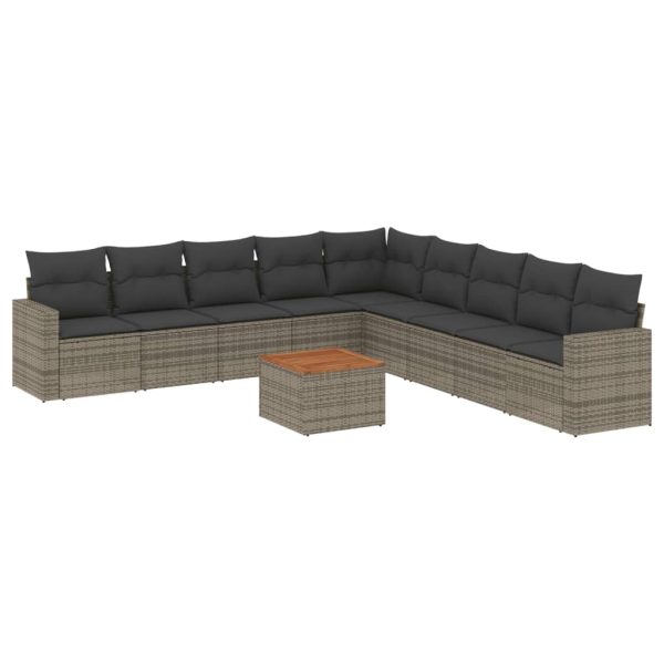 Set Divano Da Giardino 10 Pz Con Cuscini Grigio In Polyrattan - Image 2