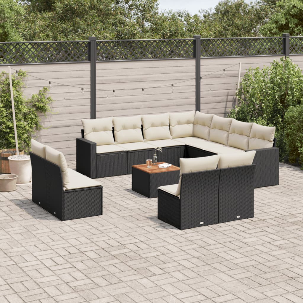 Set Divani Da Giardino 12 Pz Con Cuscini Nero In Polyrattan