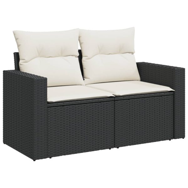 Set Divani Da Giardino 10pz Con Cuscini In Polyrattan Nero - Image 5