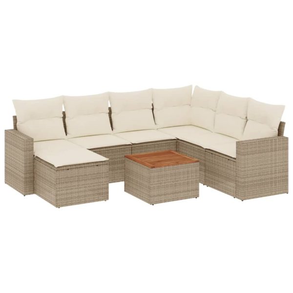 Set Divano Da Giardino 8 Pz Con Cuscini Beige In Polyrattan - Image 2