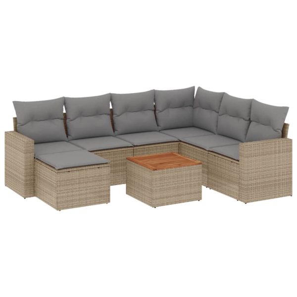 Set Divano Da Giardino 8 Pz Con Cuscini Beige Misto Polyrattan - Image 2