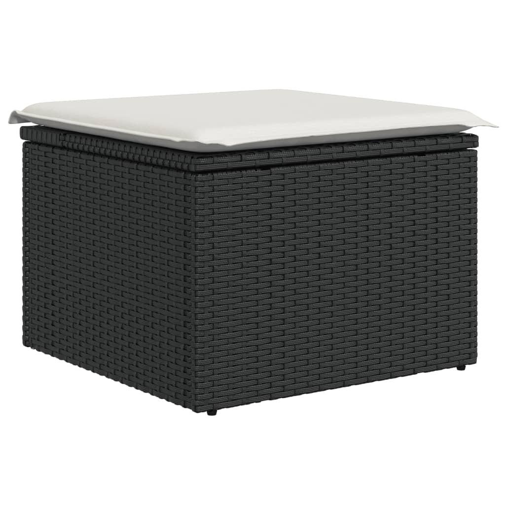 Set Divani Da Giardino Con Cuscini 7pz Nero Polyrattan - Image 6