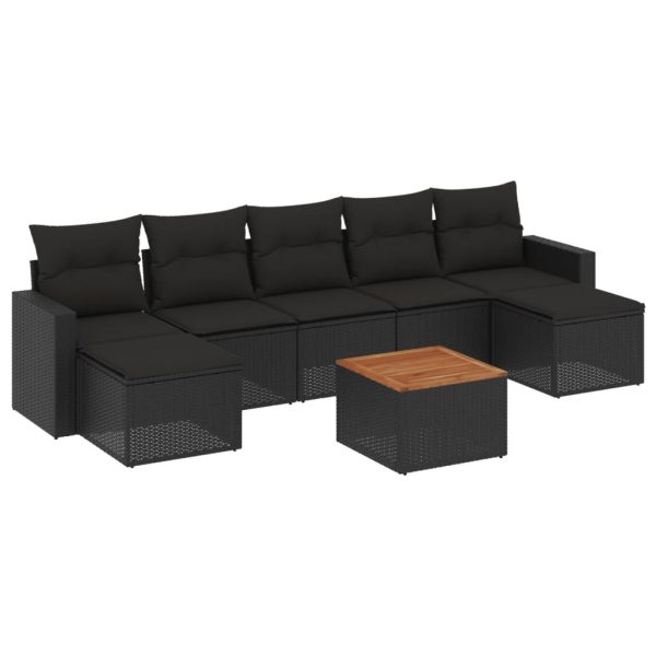 Set Divani Da Giardino Con Cuscini 8 Pz Nero In Polyrattan - Image 2