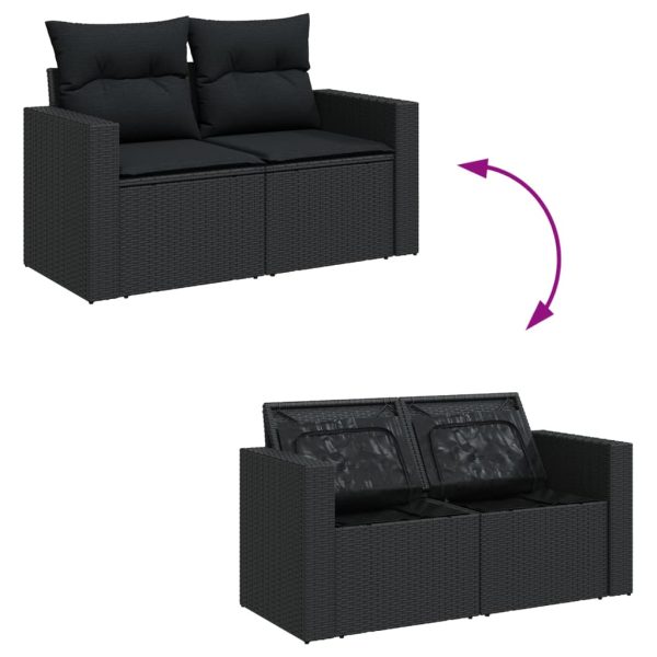 Set Divani Da Giardino 9 Pz Con Cuscini Nero In Polyrattan - Image 5