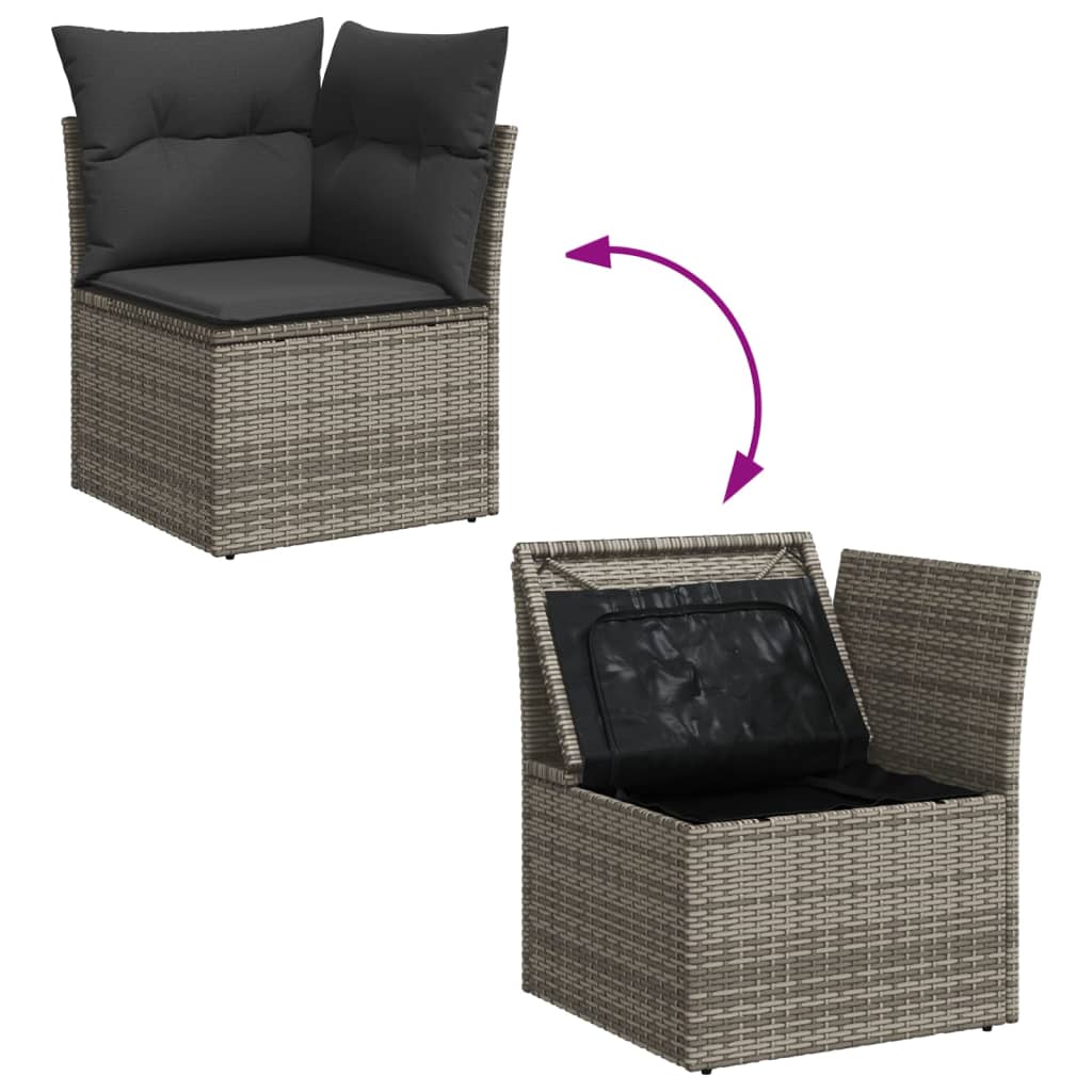 Set Divano Da Giardino 10 Pz Con Cuscini Grigio In Polyrattan - Image 6