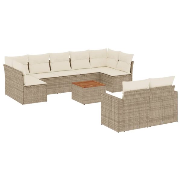 Set Divano Da Giardino 10 Pz Con Cuscini Beige In Polyrattan - Image 2