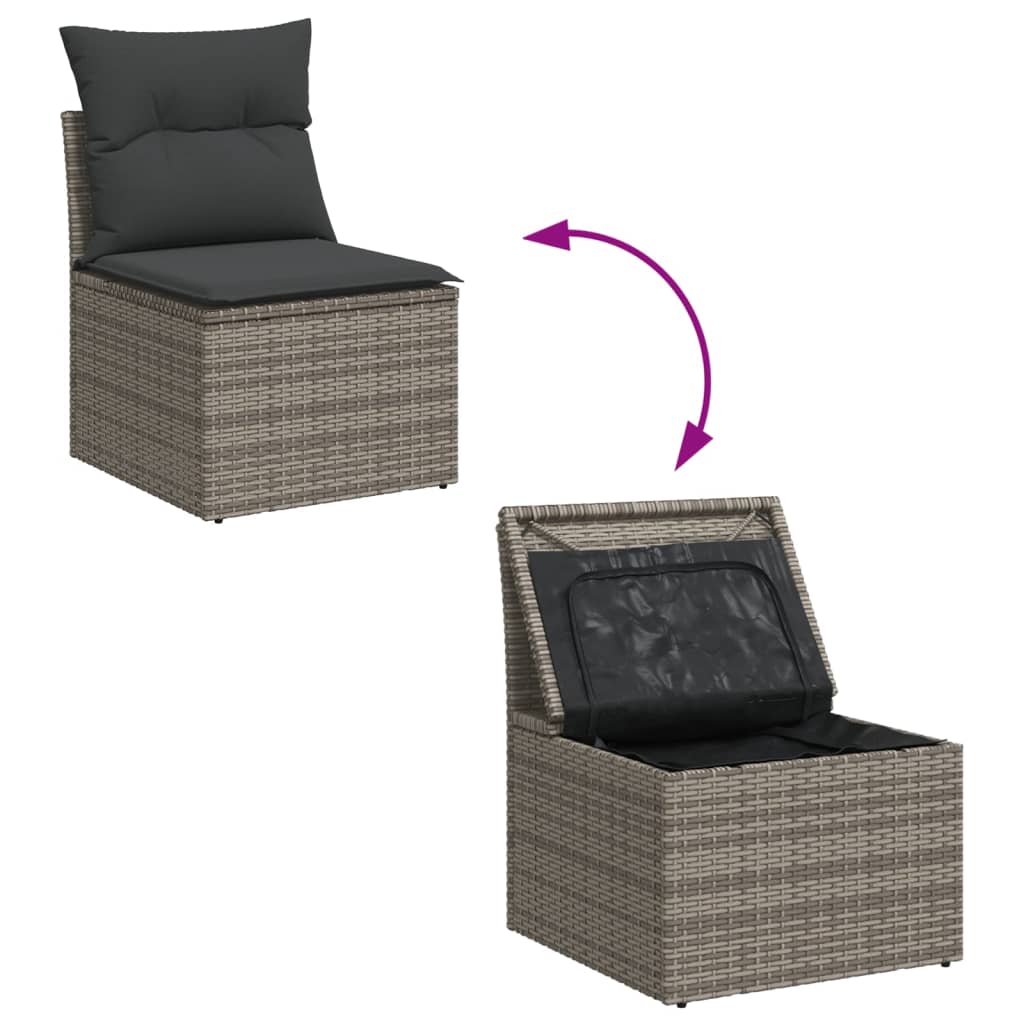 Set Divano Da Giardino 10 Pz Con Cuscini Grigio In Polyrattan - Image 4
