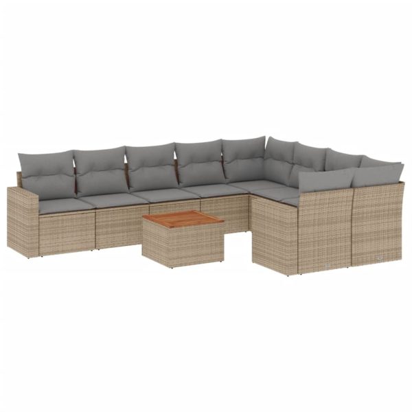 Set Divano Da Giardino 10 Pz Con Cuscini Beige Misto Polyrattan - Image 2