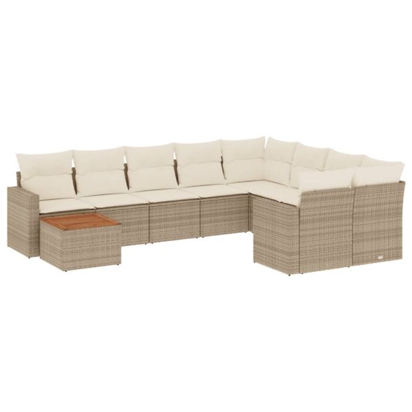 Set Divano Da Giardino 10 Pz Con Cuscini Beige In Polyrattan - Image 2