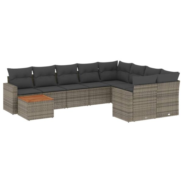 Set Divano Da Giardino 10 Pz Con Cuscini Grigio In Polyrattan - Image 2