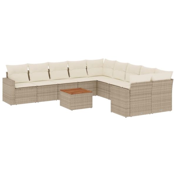 Set Divani Da Giardino 11 Pz Con Cuscini Beige In Polyrattan - Image 2
