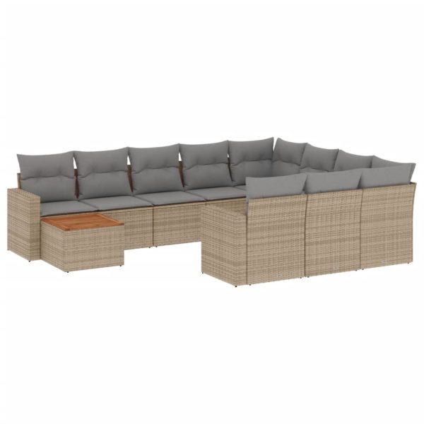 Set Divano Da Giardino 11 Pz Con Cuscini Beige Misto Polyrattan - Image 2