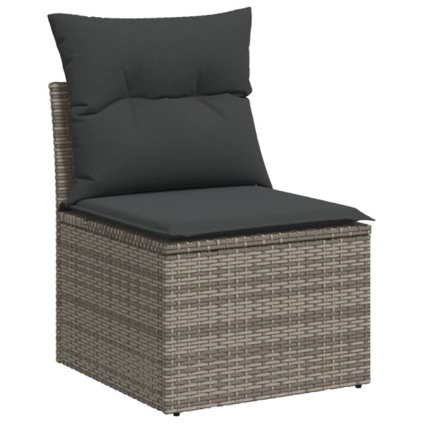 Set Divani Da Giardino 11 Pz Con Cuscini In Polyrattan Grigio - Image 3