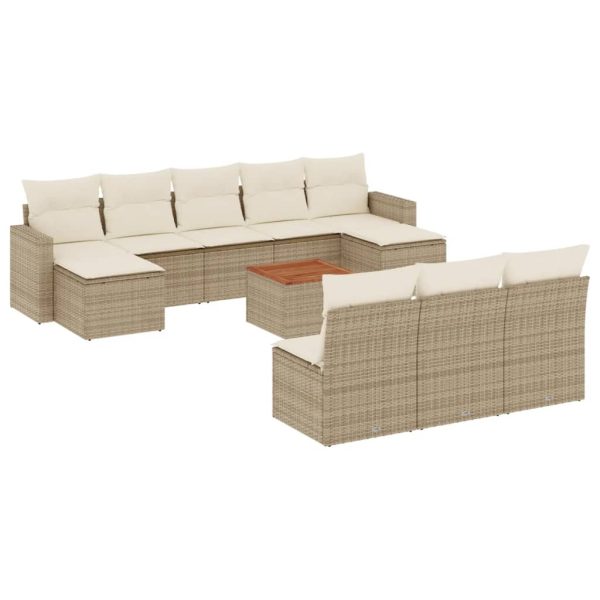 Set Divani Da Giardino 11 Pz Con Cuscini Beige In Polyrattan - Image 2
