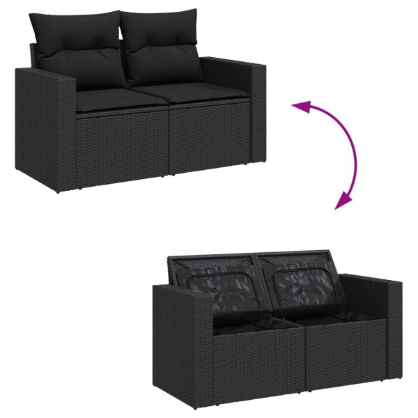 Set Divani Da Giardino 11 Pz Con Cuscini In Polyrattan Nero - Image 3