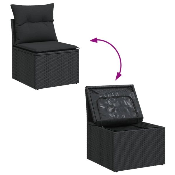 Set Divani Da Giardino 11 Pz Con Cuscini In Polyrattan Nero - Image 4
