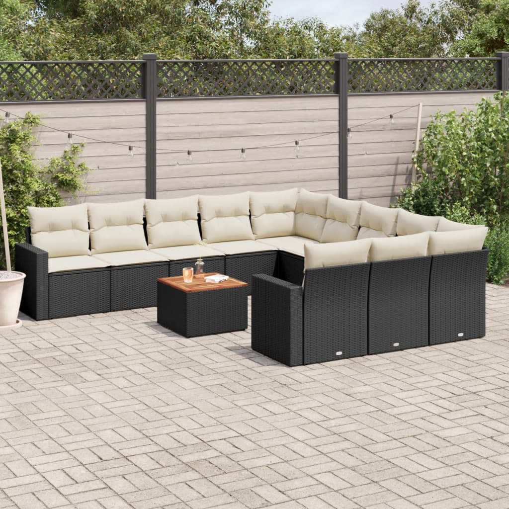 Set Divani Da Giardino 12 Pz Con Cuscini Nero In Polyrattan