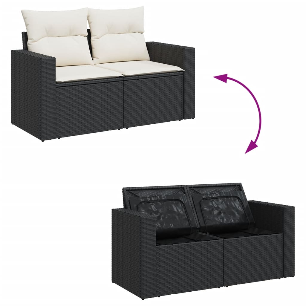 Set Divani Da Giardino 12 Pz Con Cuscini Nero In Polyrattan - Image 3