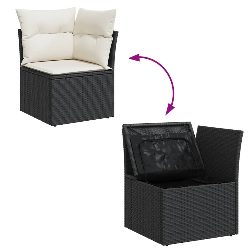 Set Divani Da Giardino 12 Pz Con Cuscini Nero In Polyrattan - Image 5