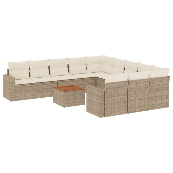Set Divani Da Giardino 12 Pz Con Cuscini Beige In Polyrattan - Image 2
