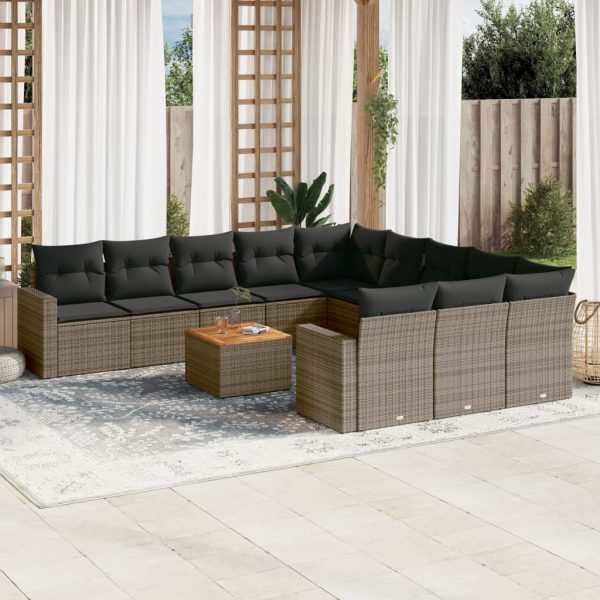 Set Divani Da Giardino 12 Pz Con Cuscini Grigio In Polyrattan