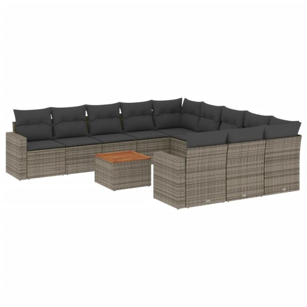 Set Divani Da Giardino 12 Pz Con Cuscini Grigio In Polyrattan - Image 2
