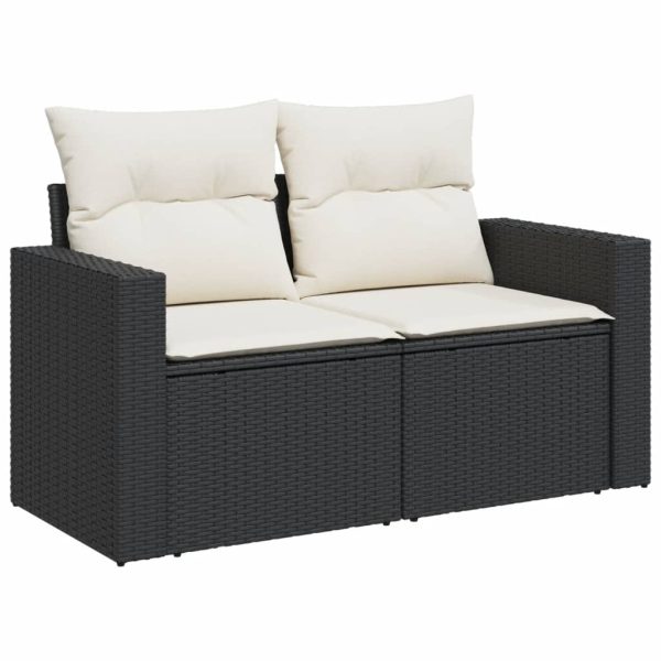 Set Divani Da Giardino 13pz Con Cuscini Nero In Polyrattan - Image 5