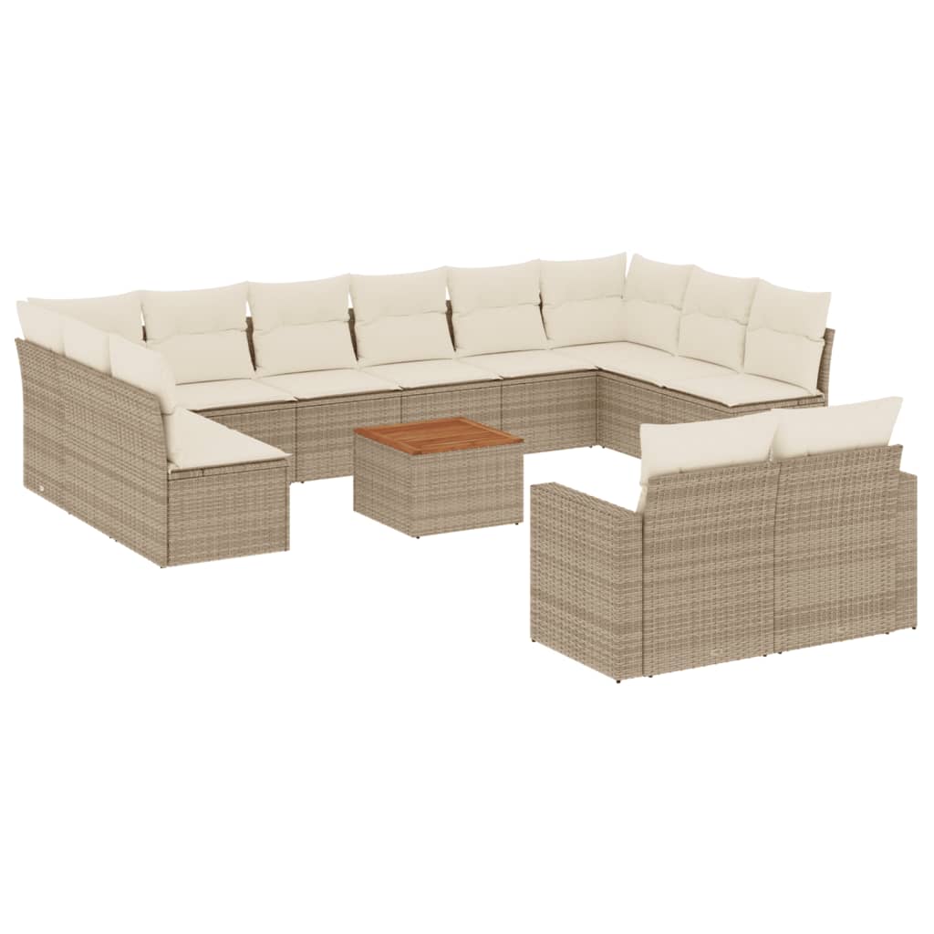 Set Divano Da Giardino 13 Pz Con Cuscini Beige In Polyrattan - Image 2
