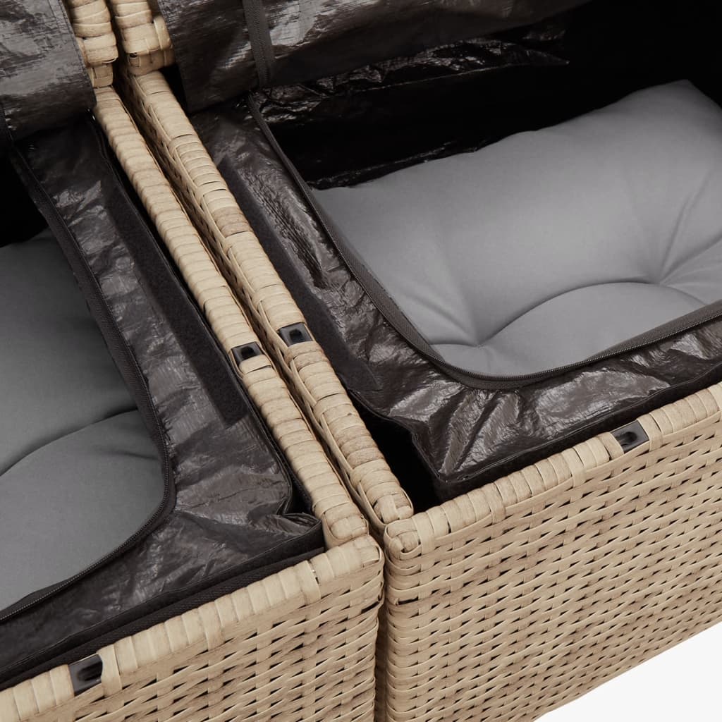 Set Divano Da Giardino 13 Pz Con Cuscini Beige Misto Polyrattan - Image 6