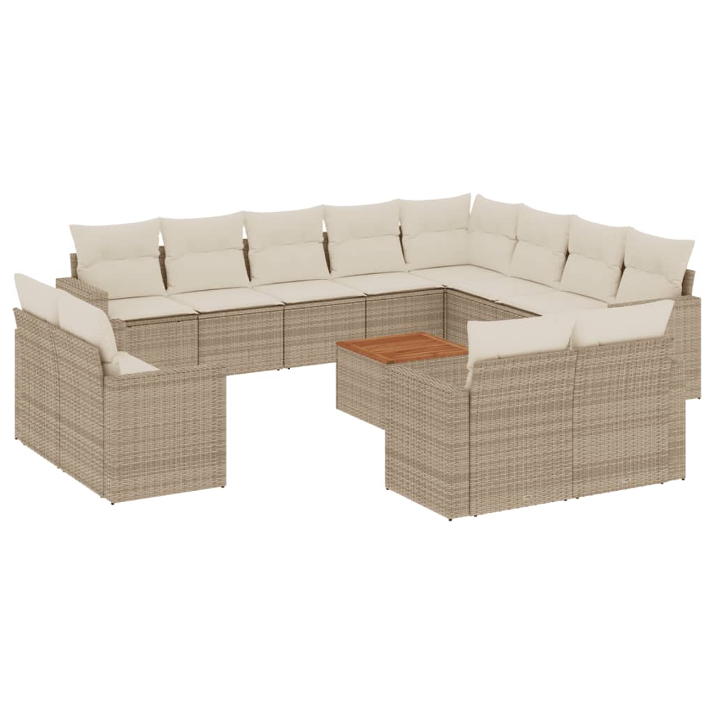 Set Divano Da Giardino 13 Pz Con Cuscini Beige In Polyrattan - Image 2