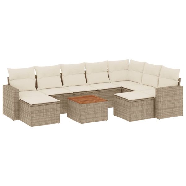 Set Divano Da Giardino 10 Pz Con Cuscini Beige In Polyrattan - Image 2