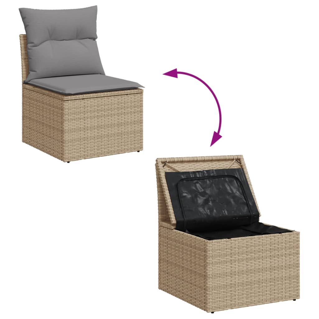 Set Divano Da Giardino 10 Pz Con Cuscini Beige Misto Polyrattan - Image 4