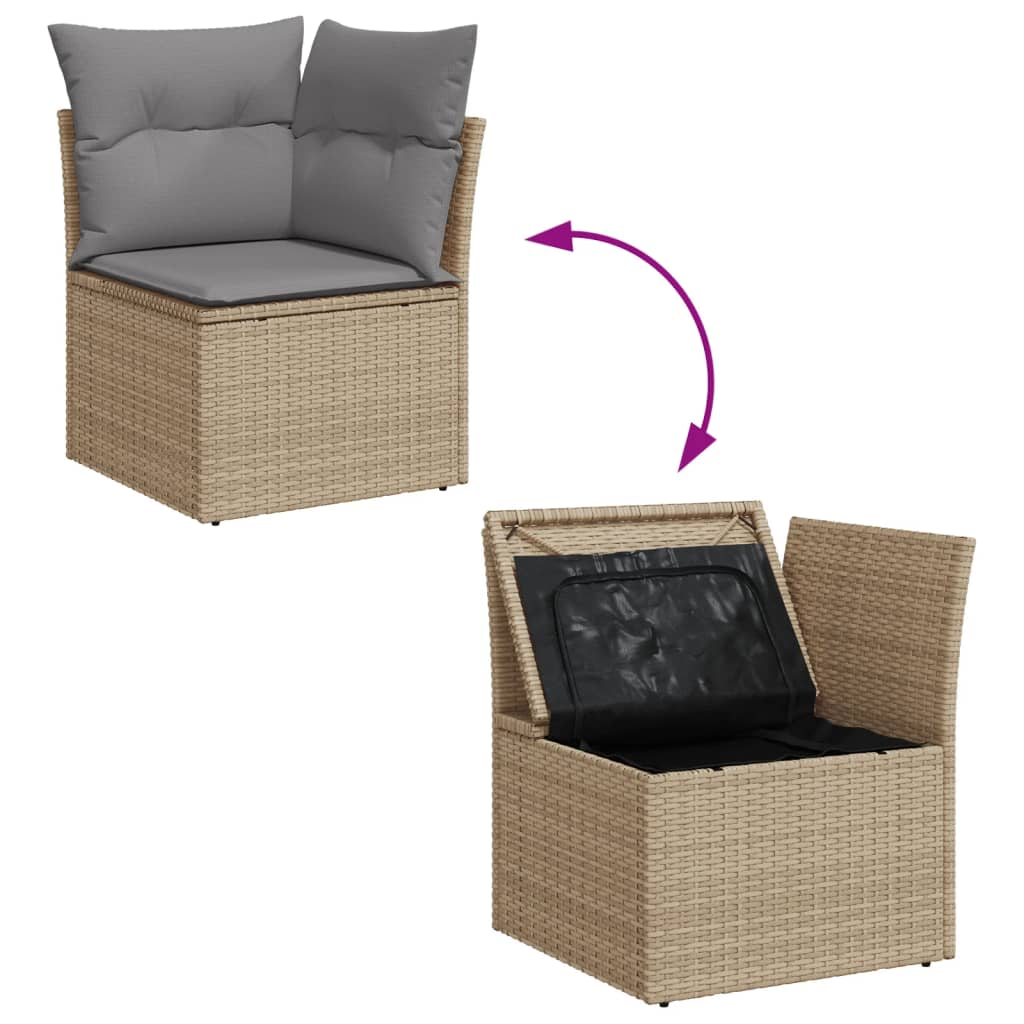 Set Divano Da Giardino 10 Pz Con Cuscini Beige Misto Polyrattan - Image 5
