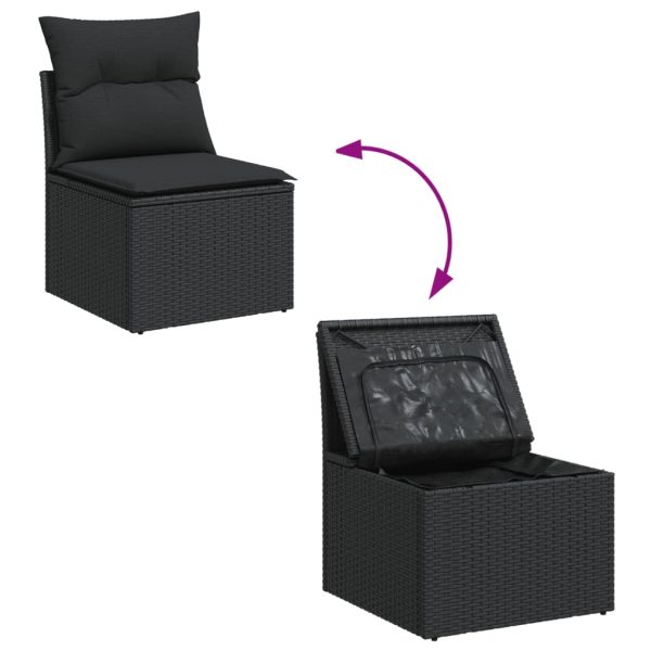 Set Divani Da Giardino 11 Pz Con Cuscini In Polyrattan Nero - Image 4