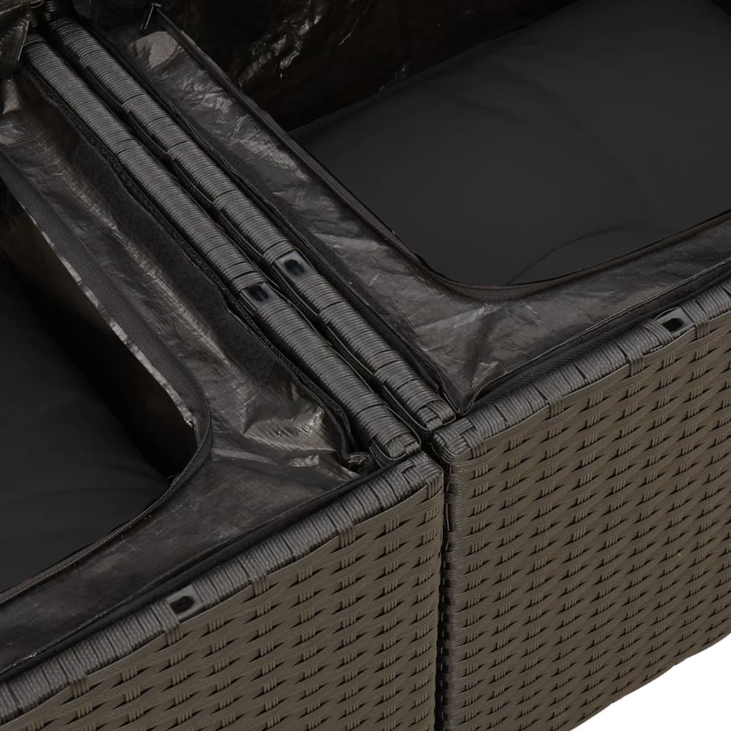 Set Divani Da Giardino 12 Pz Con Cuscini Nero In Polyrattan - Image 6