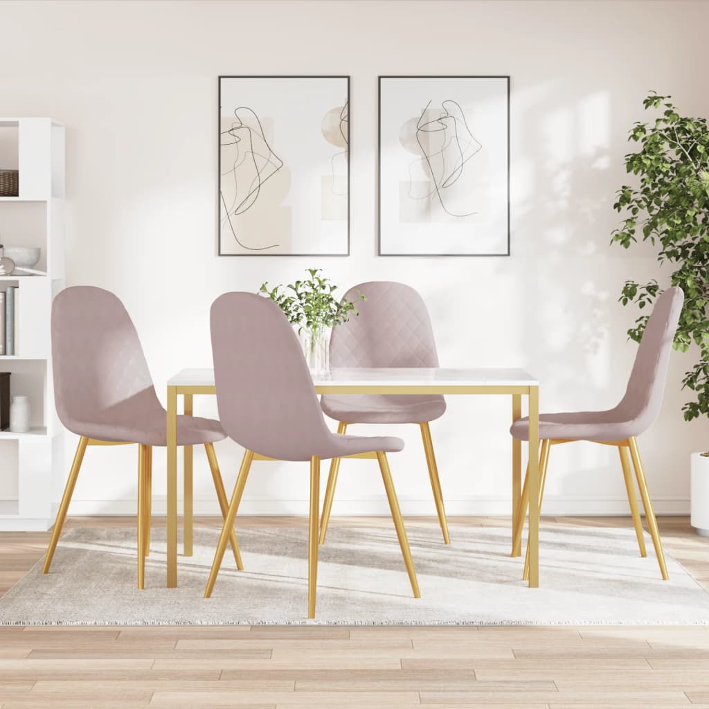 Sedie Da Pranzo 4 Pz Rosa In Velluto