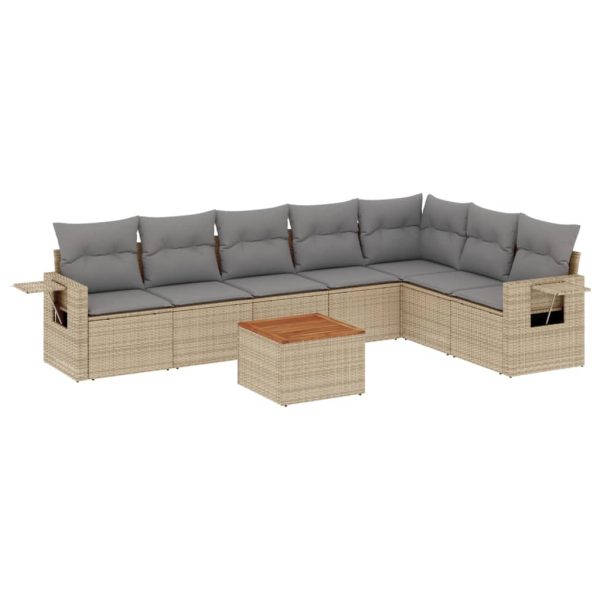 Set Divano Da Giardino 8 Pz Con Cuscini Beige Misto Polyrattan - Image 2