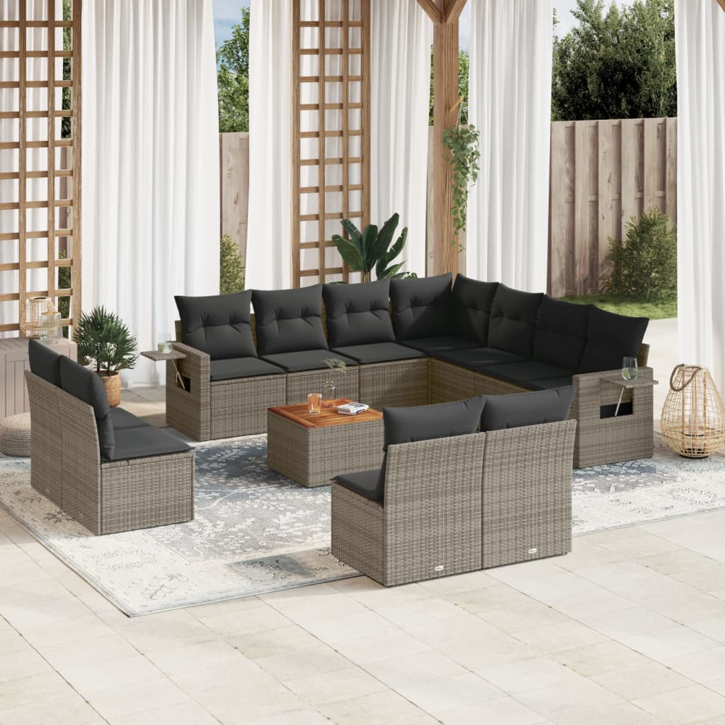 Set Divani Da Giardino 12 Pz Con Cuscini Grigio In Polyrattan