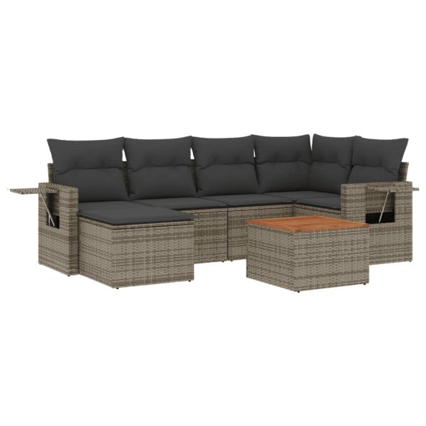 Set Divani Da Giardino 7 Pz Con Cuscini Grigio In Polyrattan - Image 2