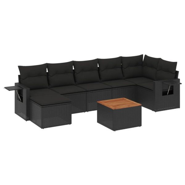 Set Divani Da Giardino Con Cuscini 8 Pz Nero In Polyrattan - Image 2