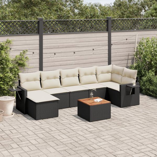 Set Divani Da Giardino Con Cuscini 8 Pz Nero In Polyrattan