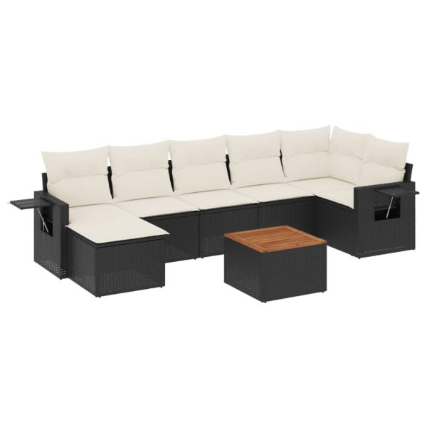 Set Divani Da Giardino Con Cuscini 8 Pz Nero In Polyrattan - Image 2