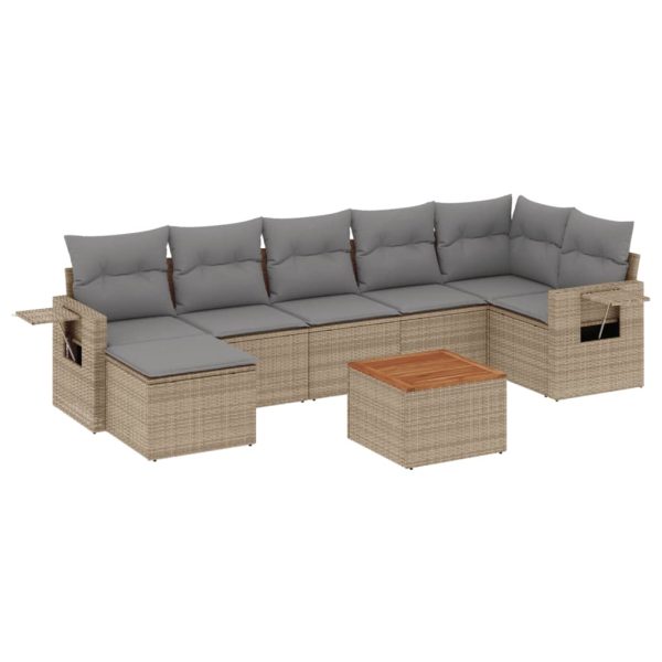 Set Divano Da Giardino 8 Pz Con Cuscini Beige Misto Polyrattan - Image 2