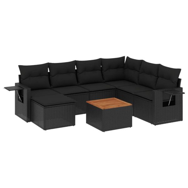 Set Divani Da Giardino Con Cuscini 8 Pz Nero In Polyrattan - Image 2