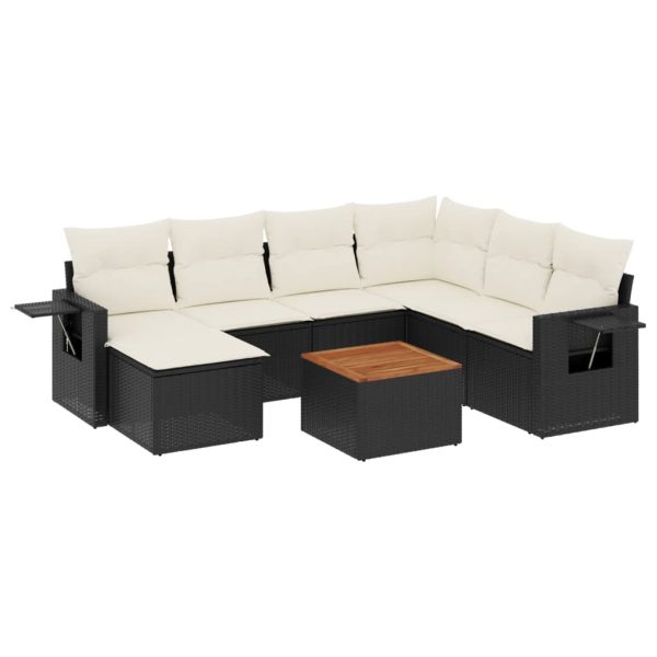 Set Divani Da Giardino Con Cuscini 8 Pz Nero In Polyrattan - Image 2