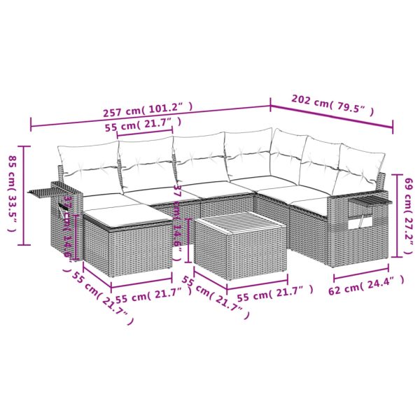 Set Divani Da Giardino Con Cuscini 8 Pz Nero In Polyrattan - Image 3
