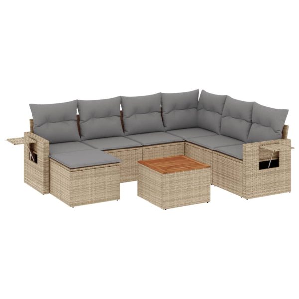 Set Divano Da Giardino 8 Pz Con Cuscini Beige Misto Polyrattan - Image 2