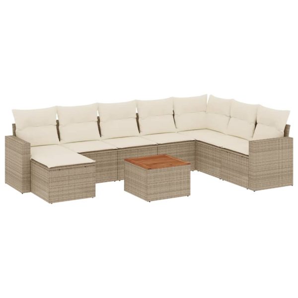 Set Divano Da Giardino 9 Pz Con Cuscini Beige In Polyrattan - Image 2